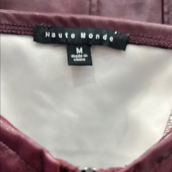 2 piece faux leather skirt and top. Burgundy. Like new, never worn. Size medium. - Picture 3 of 4